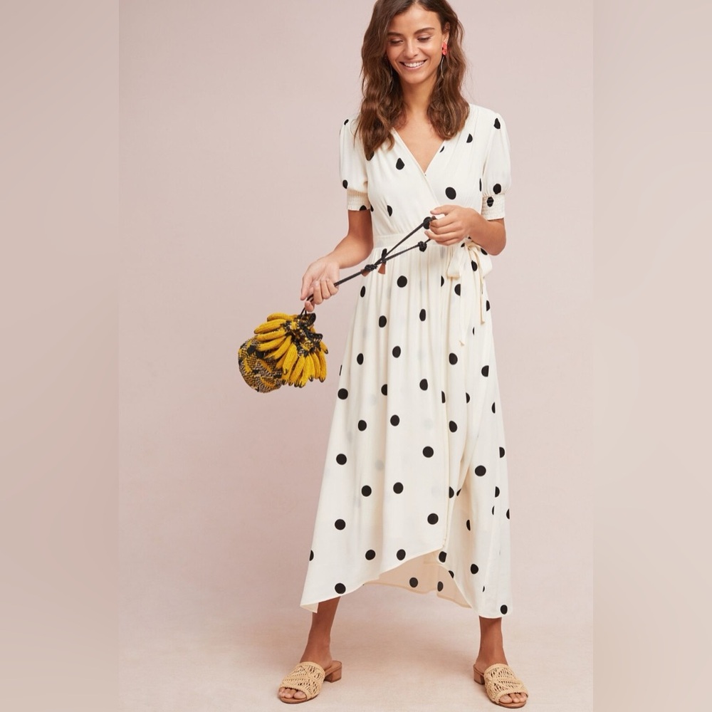 Anthropologie Breanna wrap Polka Dot dress